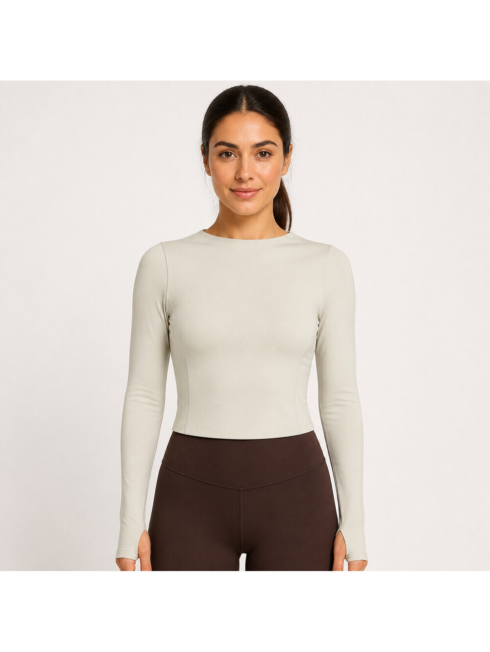Nike Zenvy Women's Dri-FIT Long Sleeve Top Light Orewood M(Asia L) FN3023-104